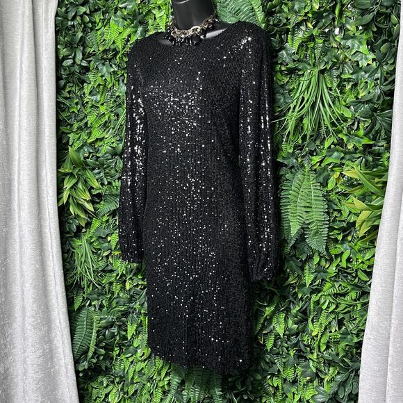 PRESTON‎ & YORK Dress Women 8 Black All Over Sequins Formal Stretch NWT 2596 - Picture 1 of 8